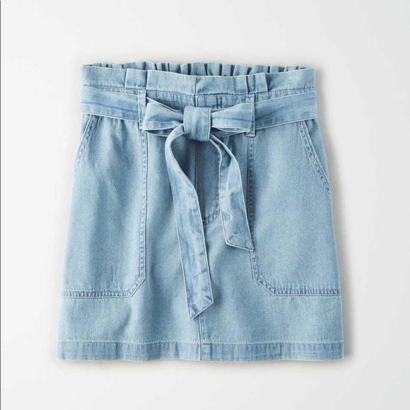 American Eagle Outfitters Dresses & Skirts - New AE High-Waisted Denim Paperbag Mini Skirt